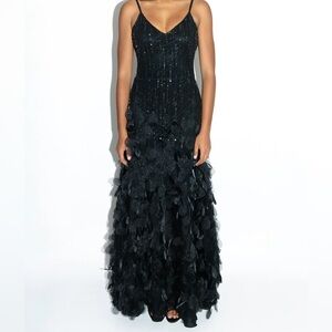 Xscape Black Sequin formal Maxi Dress
